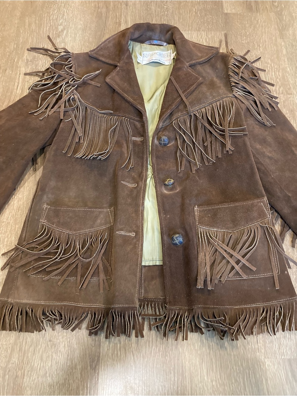 Vintage Schott Bros. Rancher Fringe Suede Jacket Size 14 1970s Western Cowgirl - Picture 4 of 16